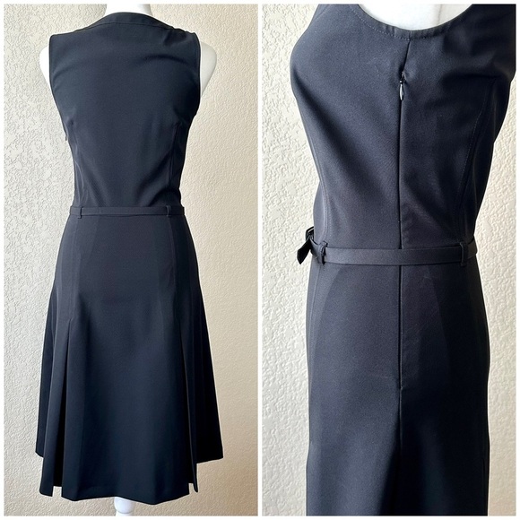 Benetton Black Pleated Sleeveless Stretch Dress - size xs - Picture 2 of 4